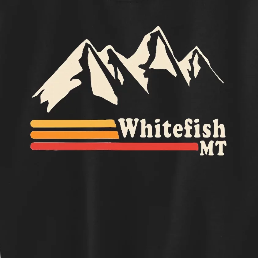 Retro Whitefish Montana Rocky Mountains Ski Kids Sweatshirt