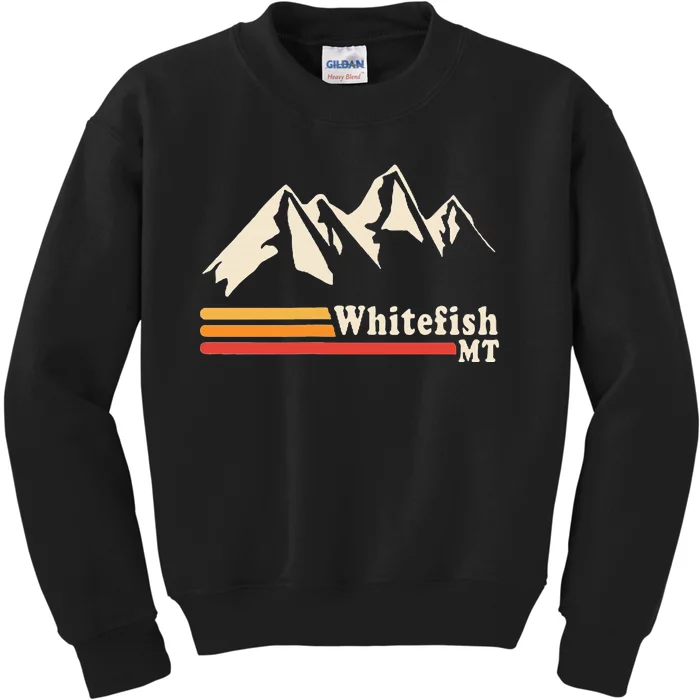 Retro Whitefish Montana Rocky Mountains Ski Kids Sweatshirt