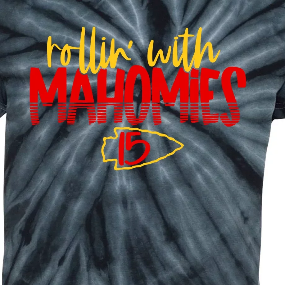 Rolling With Mahomies Patrick Mahomes 15 Kids Tie-Dye T-Shirt