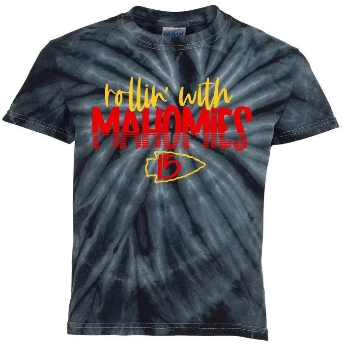 Rolling With Mahomies Patrick Mahomes 15 Kids Tie-Dye T-Shirt