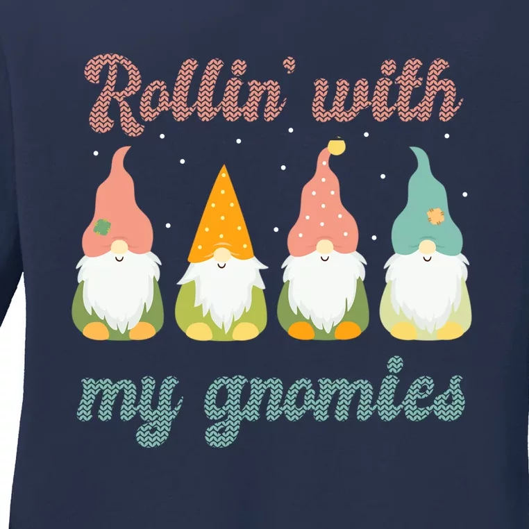 Rolling With My Gnomies Gift For Christmas Ladies Long Sleeve Shirt