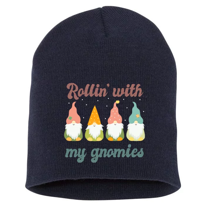 Rolling With My Gnomies Gift For Christmas Short Acrylic Beanie