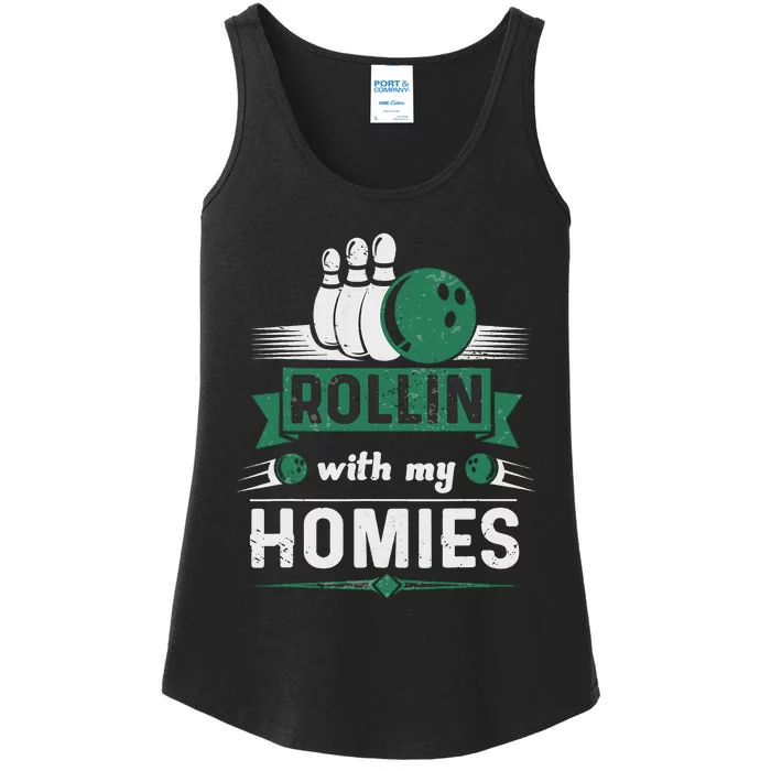 Rolling With My Homies Bowling Vintage Ladies Essential Tank