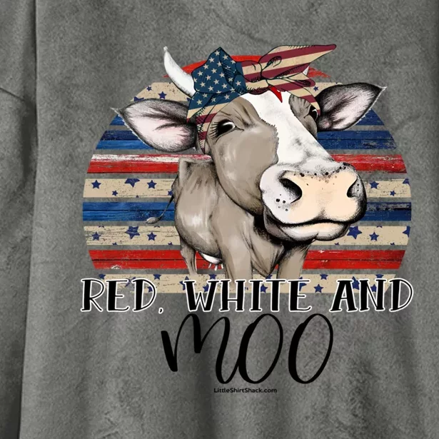 Red White Moo Blue Mighty Moo Cowpens Sc South Carolina Gift Hooded Wearable Blanket