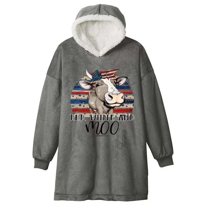 Red White Moo Blue Mighty Moo Cowpens Sc South Carolina Gift Hooded Wearable Blanket