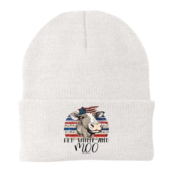 Red White Moo Blue Mighty Moo Cowpens Sc South Carolina Gift Knit Cap Winter Beanie