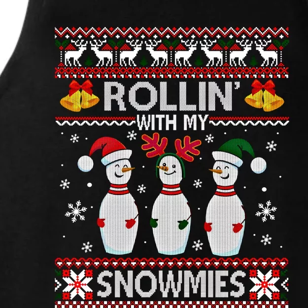 Rollin With My Snowmies Snow Bowling Christmas Ugly Sweater Gift Ladies Tri-Blend Wicking Tank