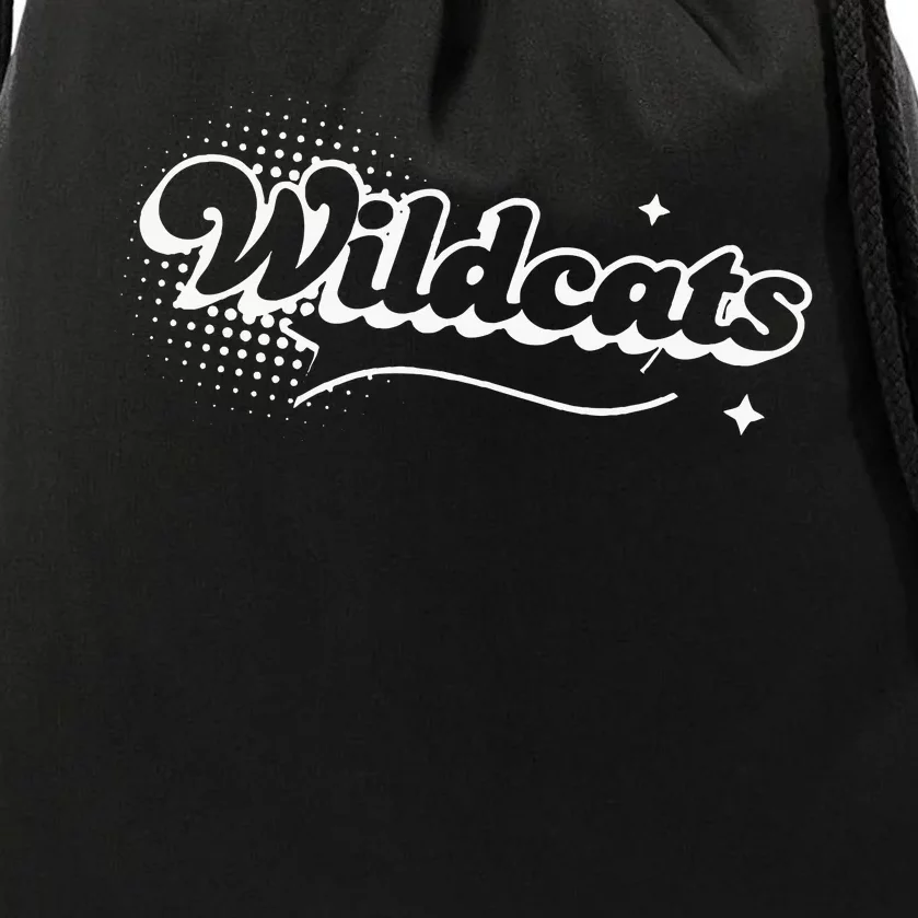 Retro Wildcats Mascot Back To School Spirit Sport Fans Game Drawstring Bag