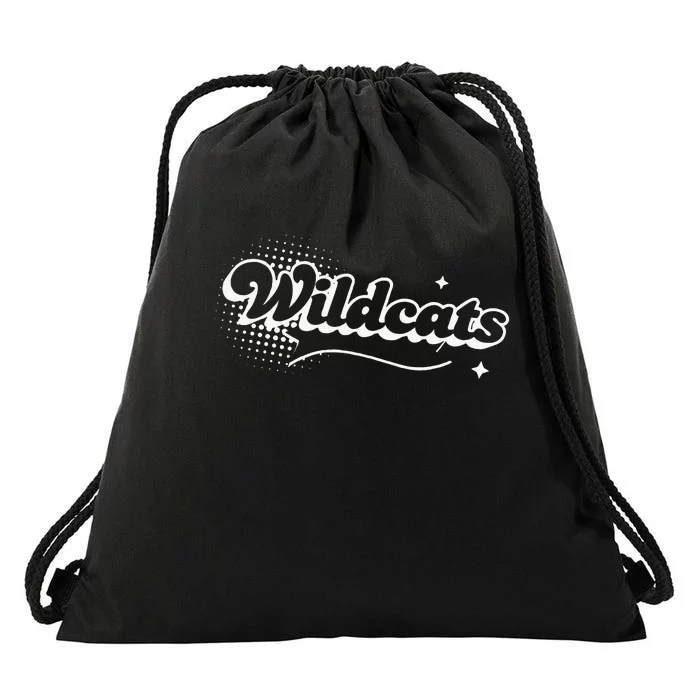 Retro Wildcats Mascot Back To School Spirit Sport Fans Game Drawstring Bag