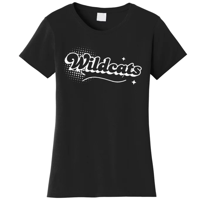 Retro Wildcats Mascot Back To School Spirit Sport Fans Game Women's T-Shirt