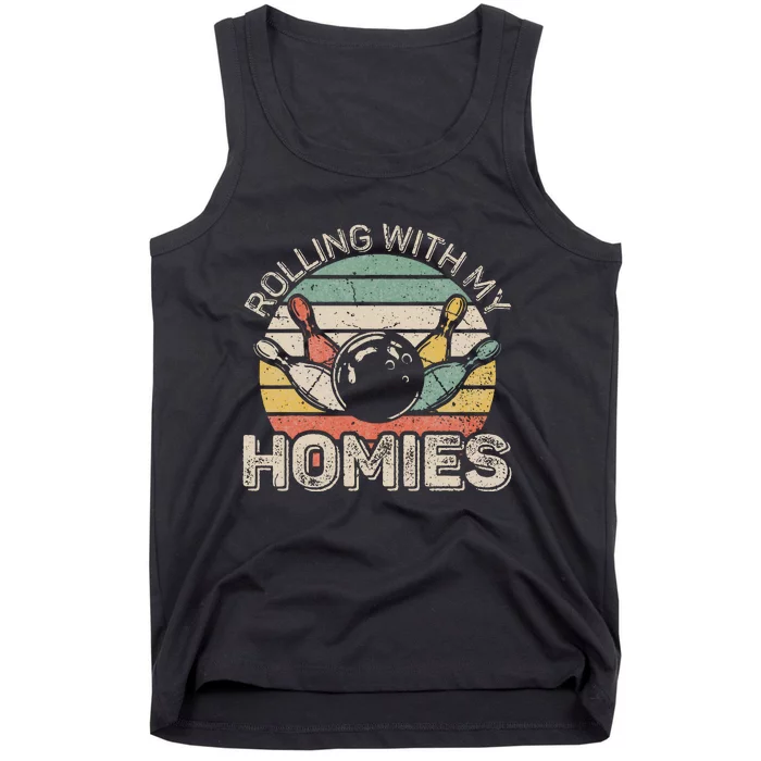 Rolling With My Homies Retro Bowling Bowler Team Funny Tank Top