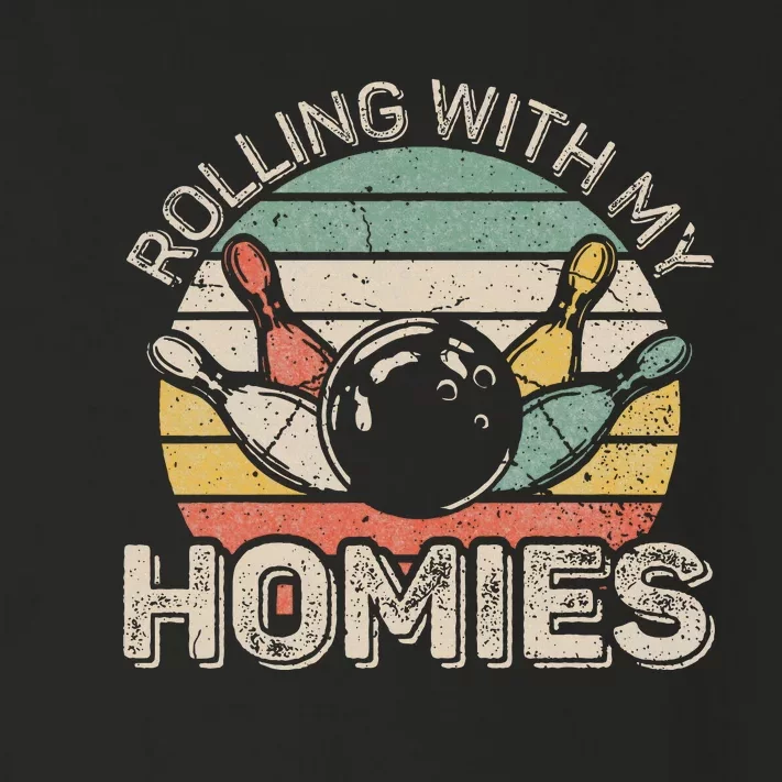 Rolling With My Homies Retro Bowling Bowler Team Funny Toddler Long Sleeve Shirt