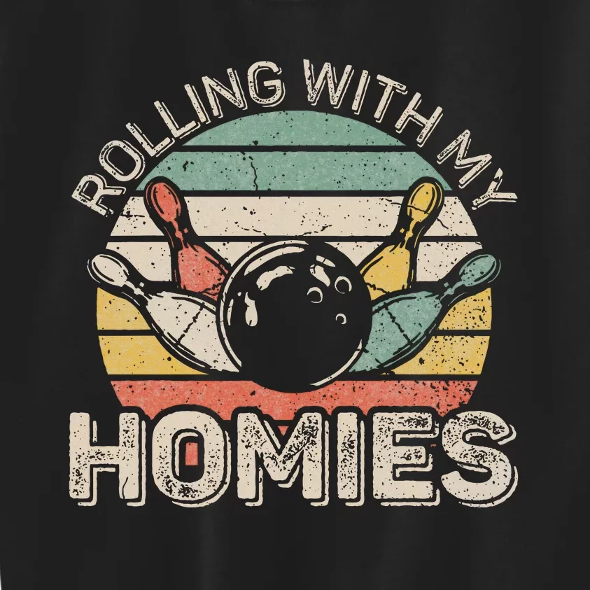 Rolling With My Homies Retro Bowling Bowler Team Funny Kids Sweatshirt