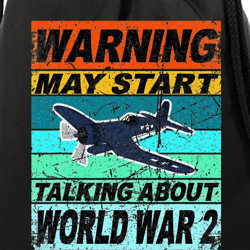 Retro Warning May Start Talking About Ww2 World War Ii Drawstring Bag