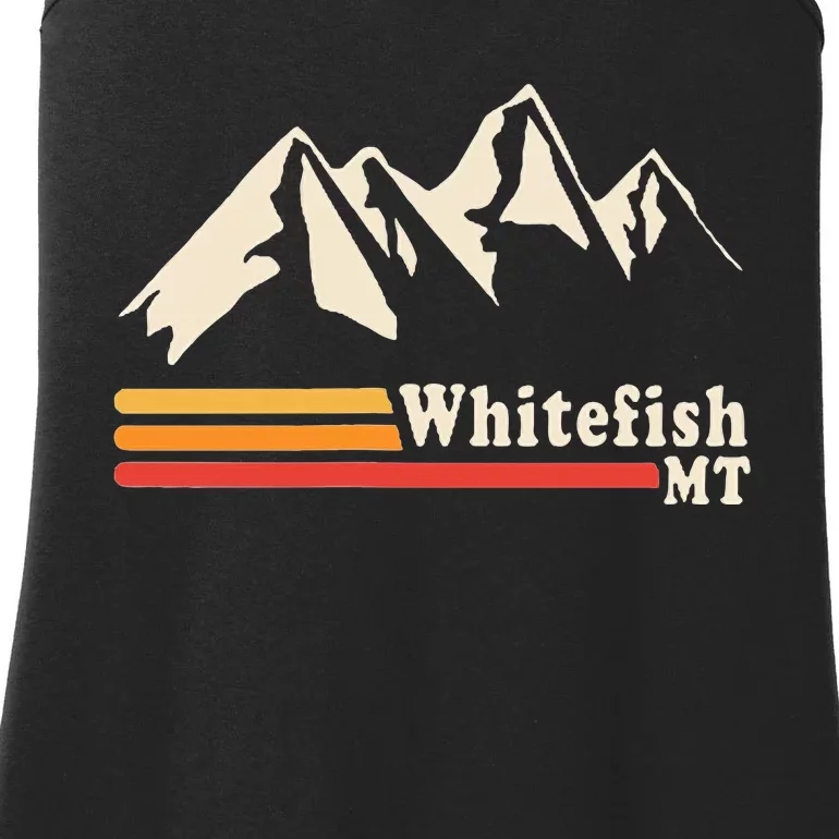 Retro Whitefish Montana Rocky Mountains Ski Ladies Essential Tank