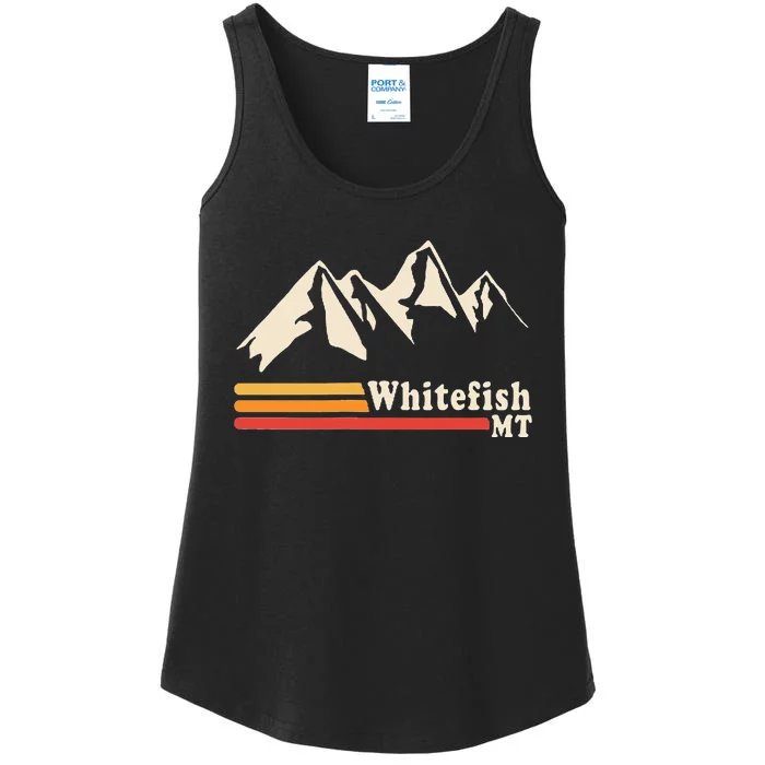 Retro Whitefish Montana Rocky Mountains Ski Ladies Essential Tank