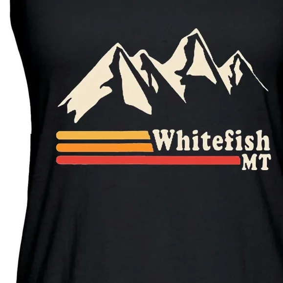 Retro Whitefish Montana Rocky Mountains Ski Ladies Essential Flowy Tank