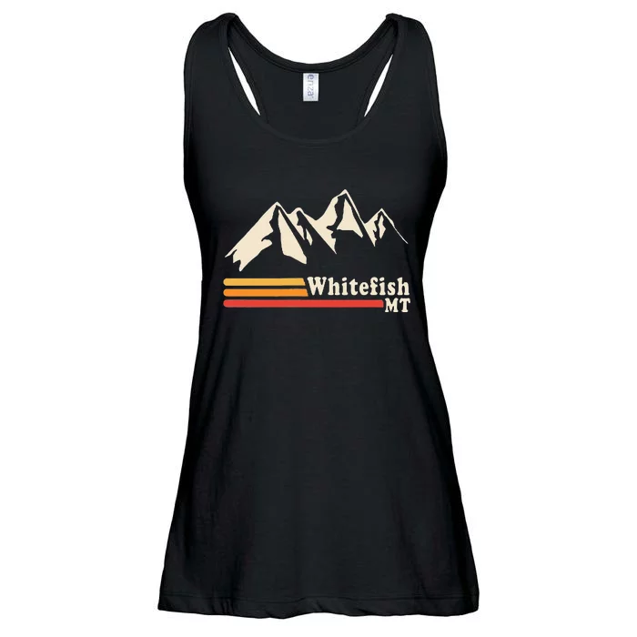 Retro Whitefish Montana Rocky Mountains Ski Ladies Essential Flowy Tank