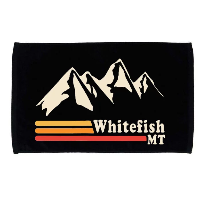 Retro Whitefish Montana Rocky Mountains Ski Microfiber Hand Towel