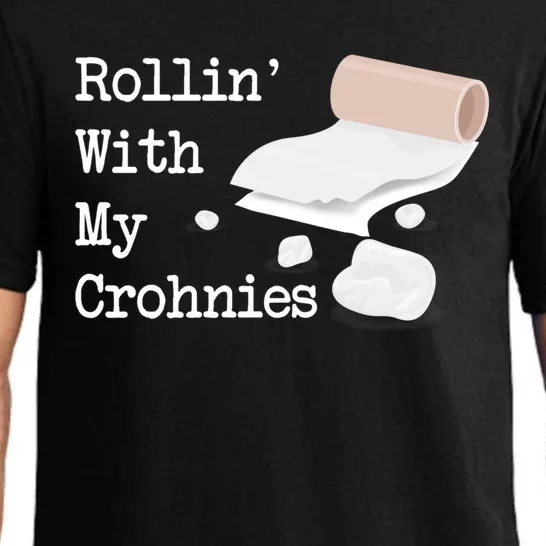 Rollin With My Crohnies Funny Crohn's Disease Awareness Cute Gift Pajama Set