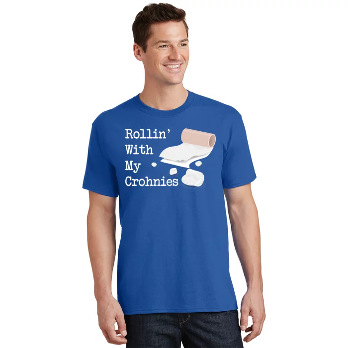 Rollin With My Crohnies Funny Crohn's Disease Awareness Cute Gift T-Shirt