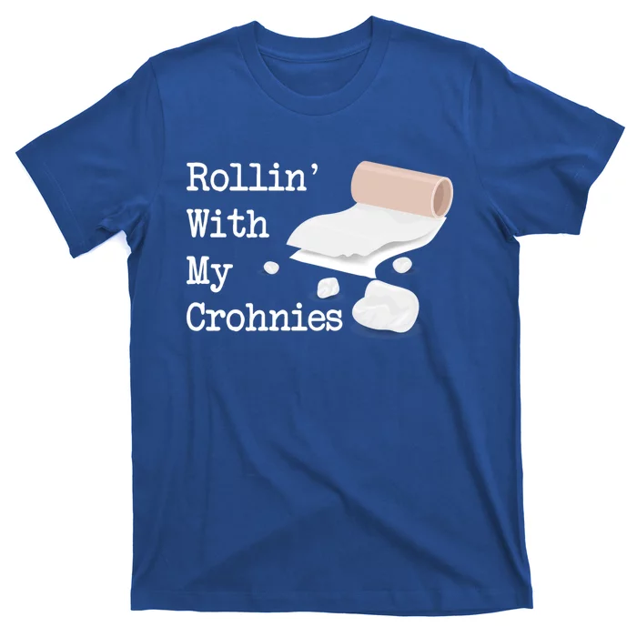 Rollin With My Crohnies Funny Crohn's Disease Awareness Cute Gift T-Shirt