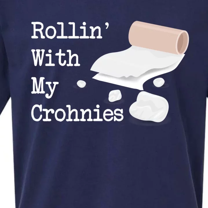 Rollin With My Crohnies Funny Crohn's Disease Awareness Cute Gift Sueded Cloud Jersey T-Shirt