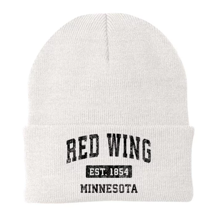 Red Wing Minnesota Mn Vintage Established Sports Design Knit Cap Winter Beanie