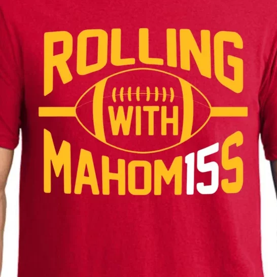 Rolling With Mahomes KC Football Funny Pajama Set