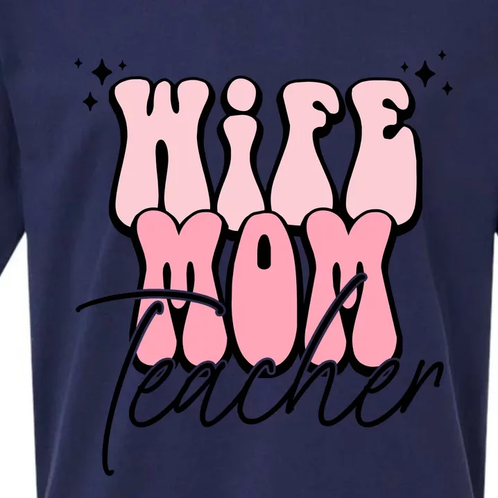 Retro Wife Mom Teacher Mothers Day Sueded Cloud Jersey T-Shirt