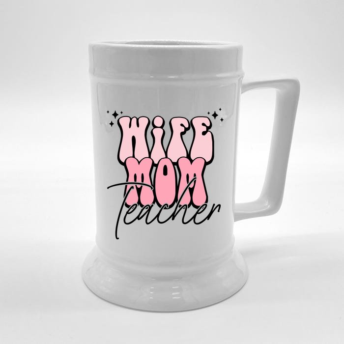 Retro Wife Mom Teacher Mothers Day Front & Back Beer Stein