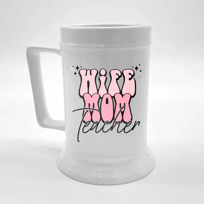 Retro Wife Mom Teacher Mothers Day Front & Back Beer Stein