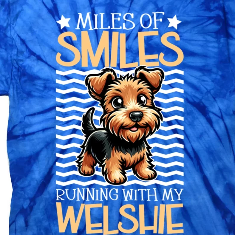 Running With My Welsh Terrier Gift Tie-Dye T-Shirt