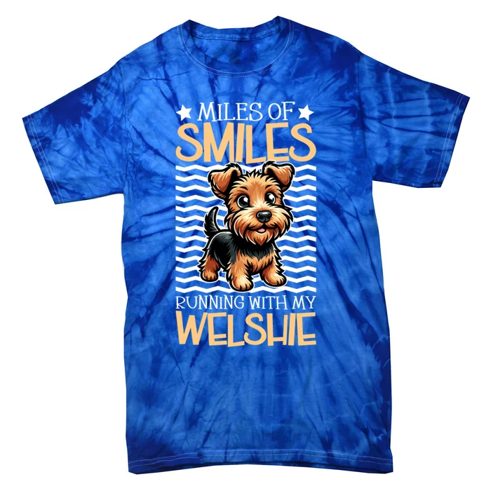 Running With My Welsh Terrier Gift Tie-Dye T-Shirt