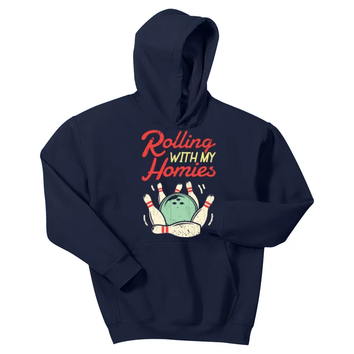 Rolling With My Homies Bowling Bowlers Funny Gift Kids Hoodie