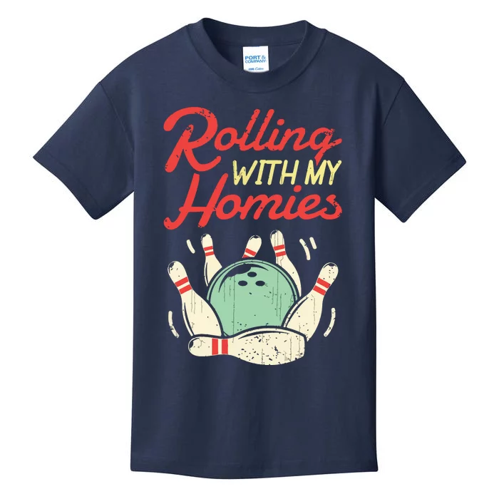 Rolling With My Homies Bowling Bowlers Funny Gift Kids T-Shirt