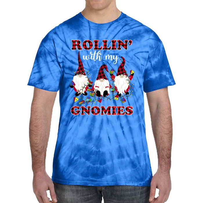 Rollin With My Gnomies Roll For Initiative Christmas Gnomes Gift Tie-Dye T-Shirt