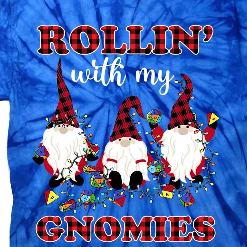 Rollin With My Gnomies Roll For Initiative Christmas Gnomes Gift Tie-Dye T-Shirt