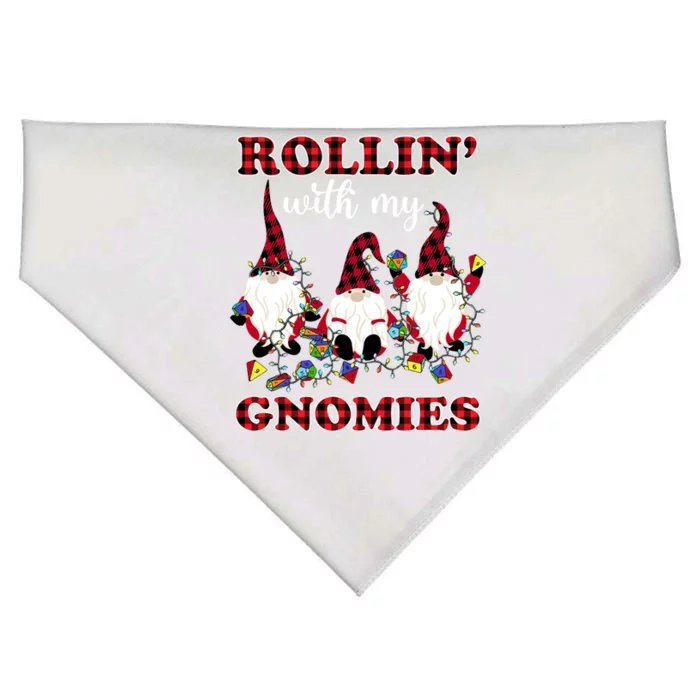 Rollin With My Gnomies Roll For Initiative Christmas Gnomes Gift USA-Made Doggie Bandana