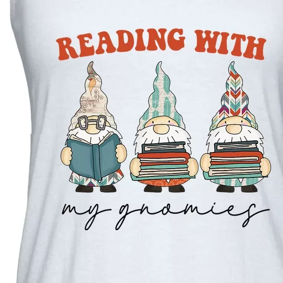 Reading With My Gnomies Funny Book Nerd Gnome Love Reading Ladies Essential Flowy Tank