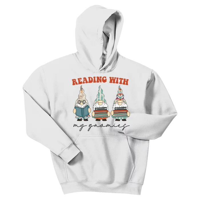 Reading With My Gnomies Funny Book Nerd Gnome Love Reading Kids Hoodie