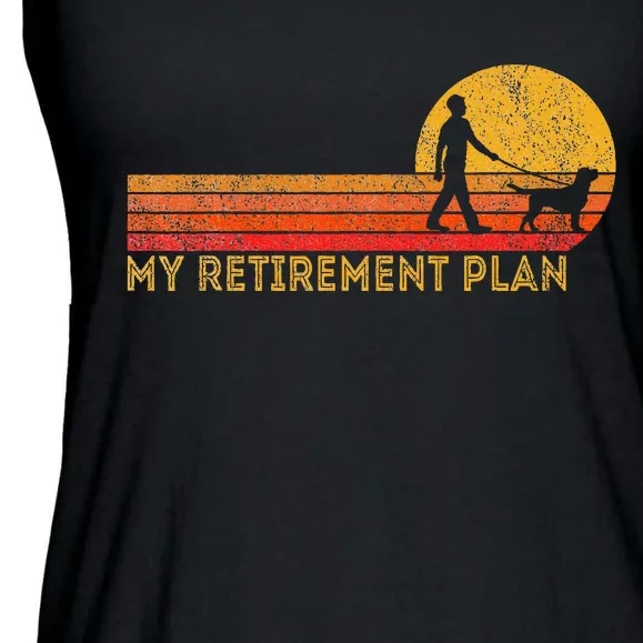 Retired Walking My Dog Retirement Plan Retro Ladies Essential Flowy Tank