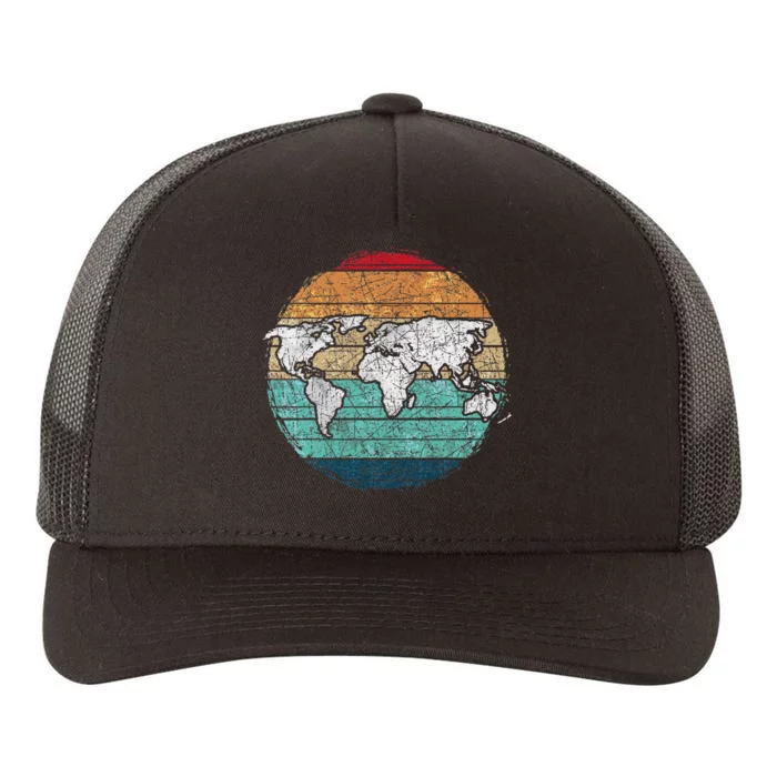 Retro World Map Yupoong Adult 5-Panel Trucker Hat