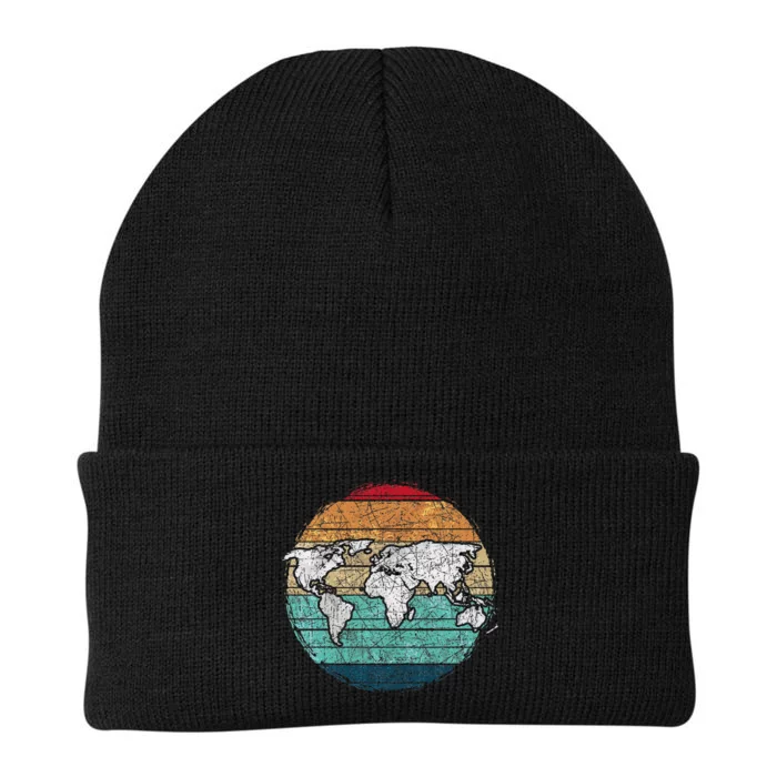 Retro World Map Knit Cap Winter Beanie