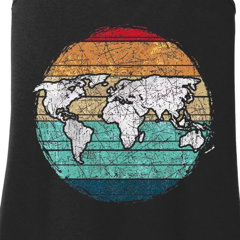 Retro World Map Ladies Essential Tank