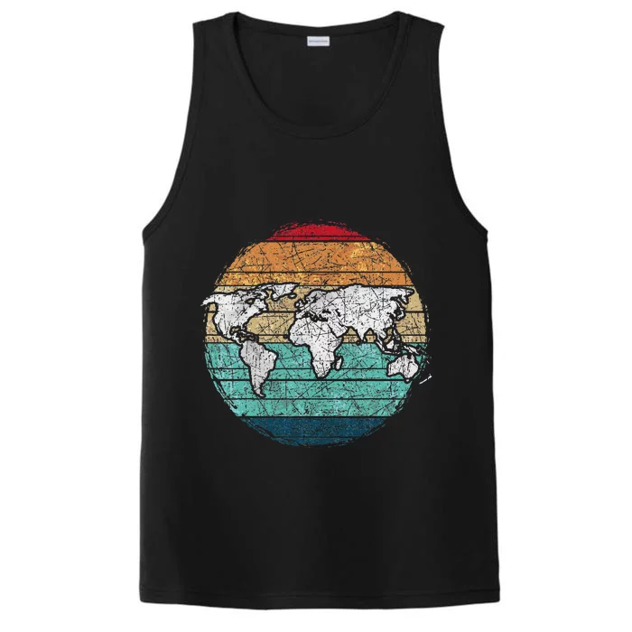 Retro World Map Performance Tank