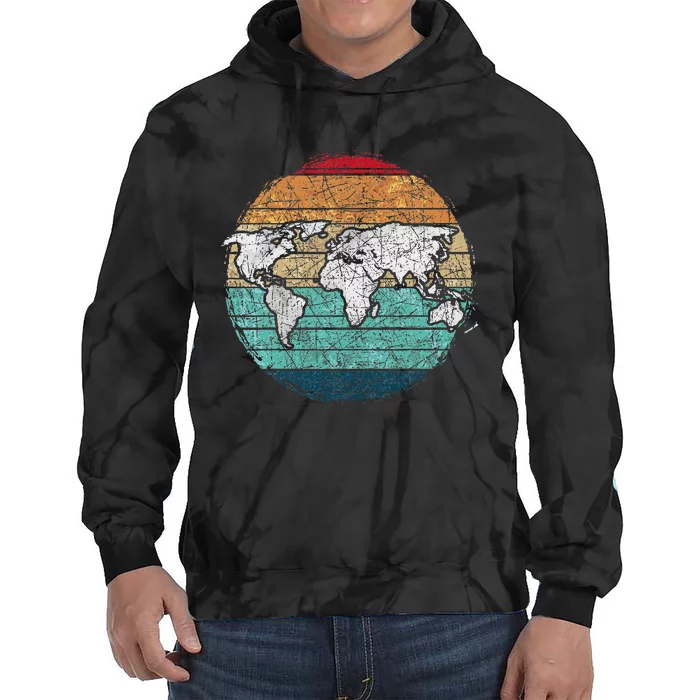 Retro World Map Tie Dye Hoodie