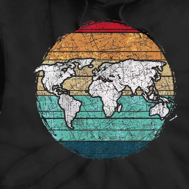 Retro World Map Tie Dye Hoodie