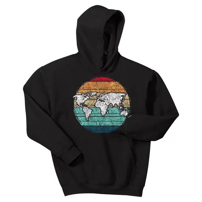 Retro World Map Kids Hoodie