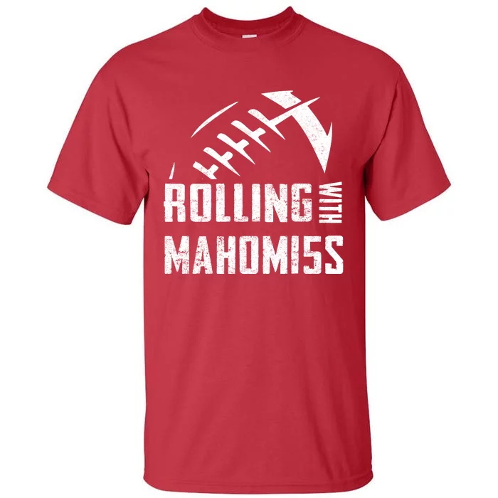 Rolling With Mahomes KC Football Sports Distressed Vintage Tall T-Shirt